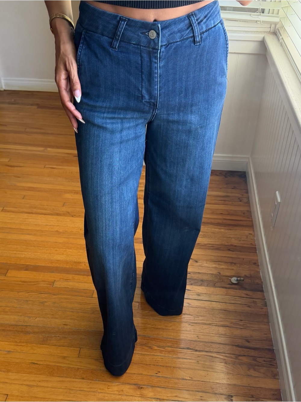 Rachel High-Rise Wide-Leg Jeans in Deep Blue Wash